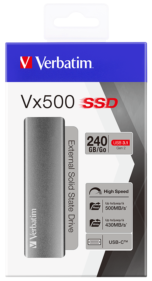 Verbatim 240GB Taşınabilir SSD Usb 3.2 - 400MB/S-500MB/S Gri Kablo Dahil-(47442)