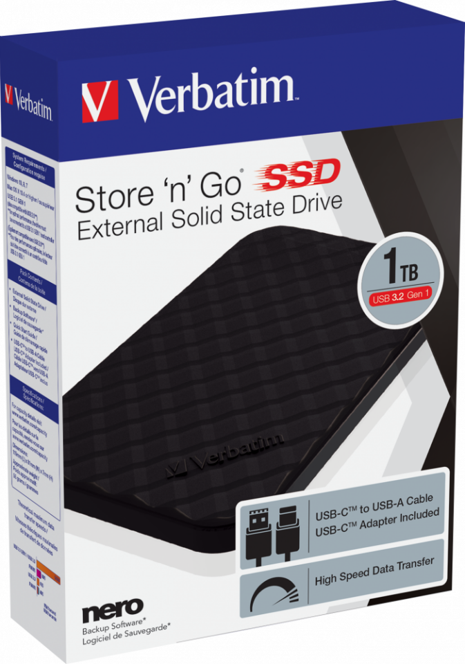 Verbatim 1 TB Taşınabilir SSD Store&go Usb 3.2 - 400MB/S-500MB/S Siyah Renk-(53230)