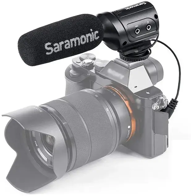 Saramonic SR-M3 Ekstra Mikrofon Girişli ve Kulaklık Çıkışlı Shotgun Mikrofon