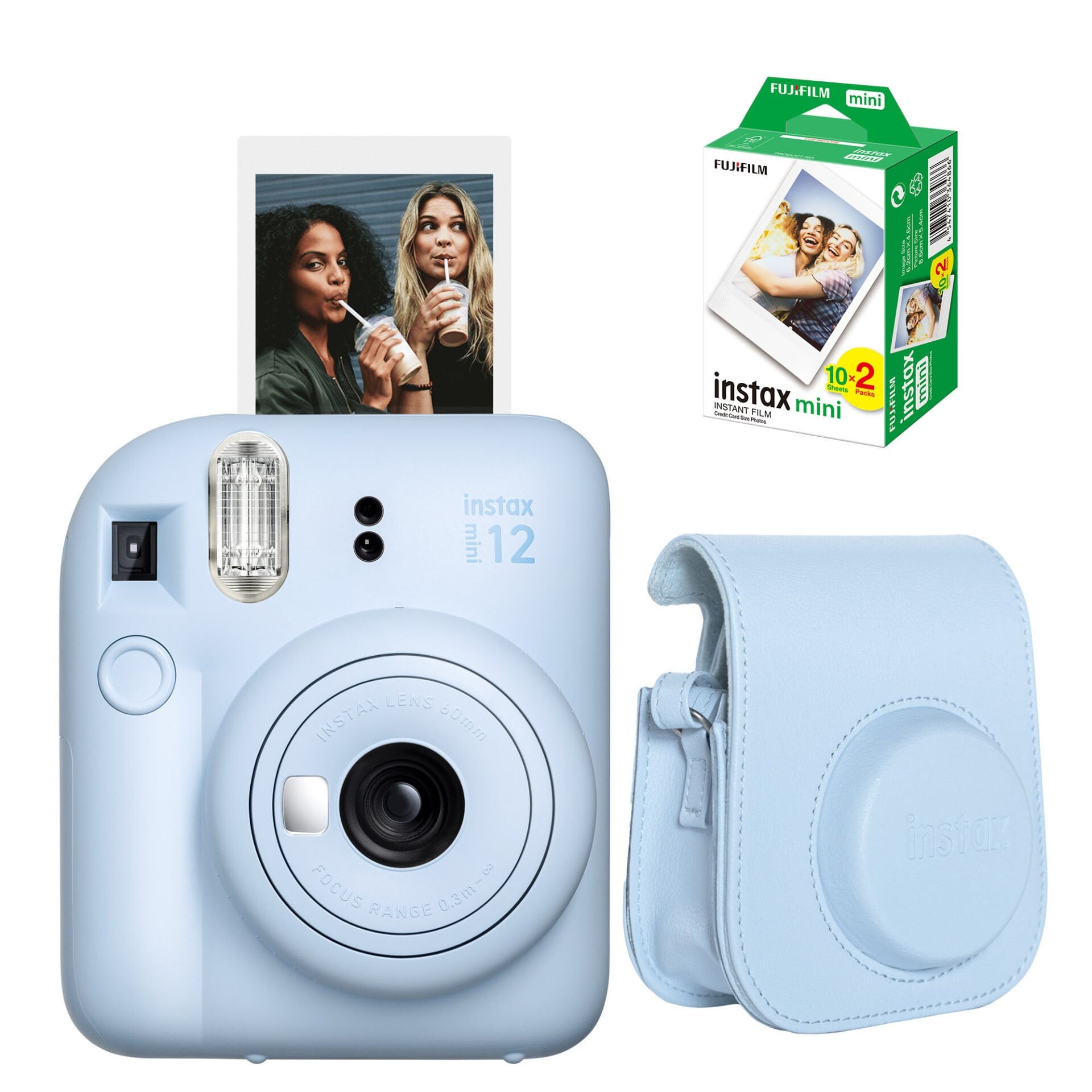 Instax Mini 12 Fotoğraf Makinesi Mavi + 20'li Film ve Çanta