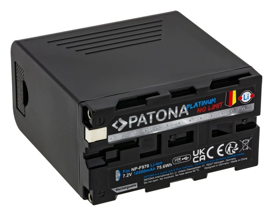 Patona 1377 Platinum Batarya Sony NP-F970 10500mAh USB-C PD20W