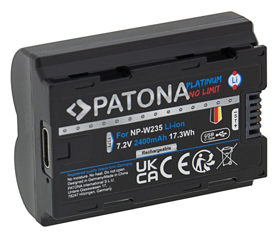 Patona 1371 Platinyum USB-C  Girişli Batarya Fuji Finepix NP-W235 X-T4