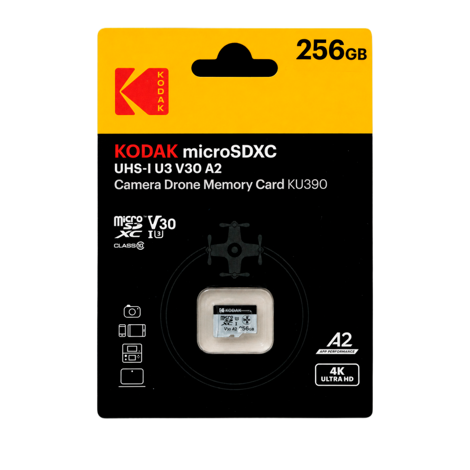 Kodak 256GB Micro SD UHS-I U3/V30/A1 Drone İçin KU390