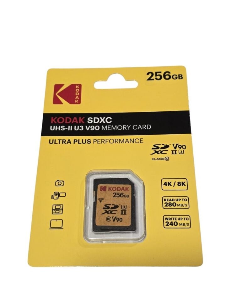 Kodak 256GB SD UHS-II U3 V90 Hafıza Kartı (280MB/s - 240MB/s)