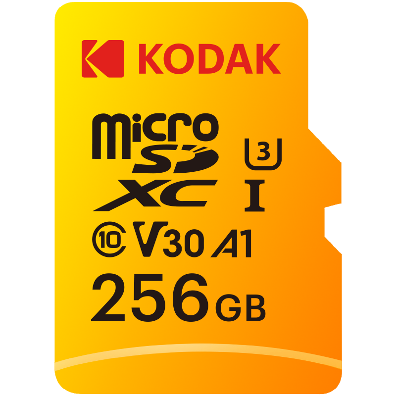 Kodak 256GB Micro SD UHS-I U3/V30/A1 Yellow Kart + Adaptör