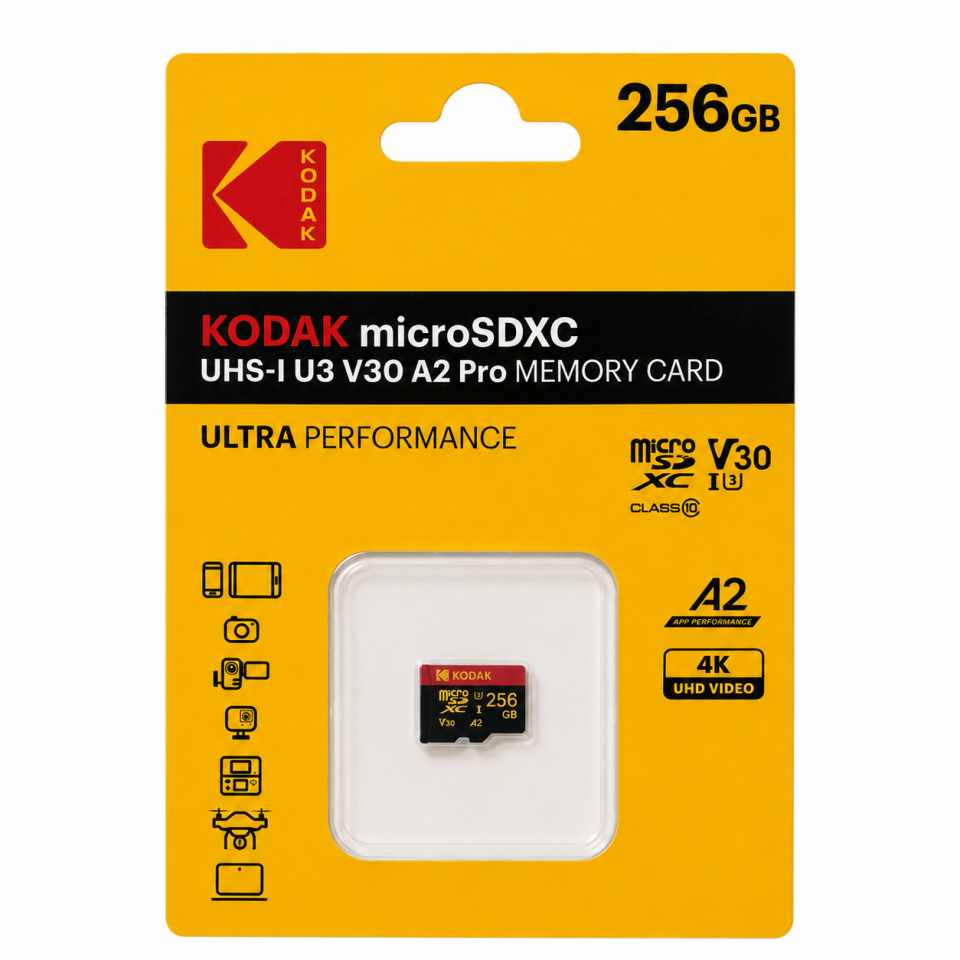 Kodak 256GB Micro SD UHS-I U3 V30PRO Hafıza Kartı