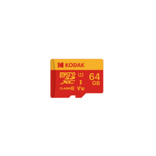 Kodak 64GB Micro SD UHS-I C10 U1 V10 Kart + Adaptör (Kırmızı)