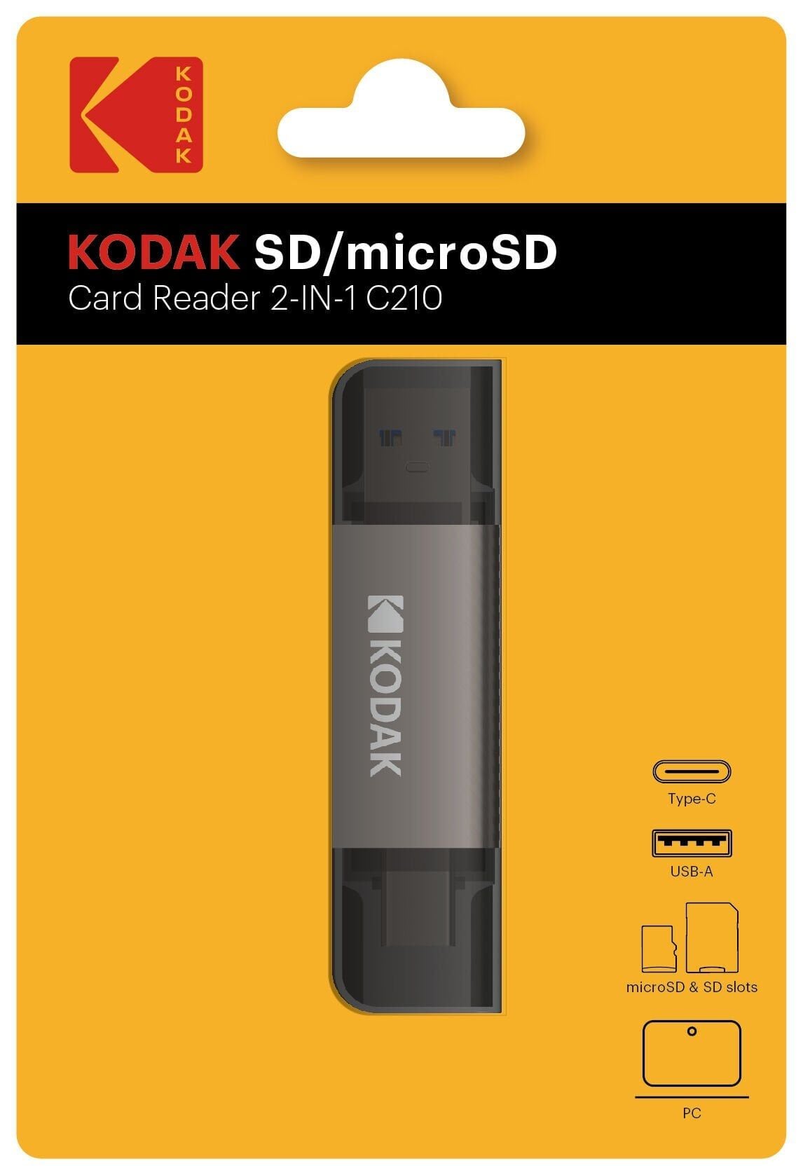 Kodak SD ve Micro SD Kart Okuyucu Type-C + USB (2-IN-1) C210