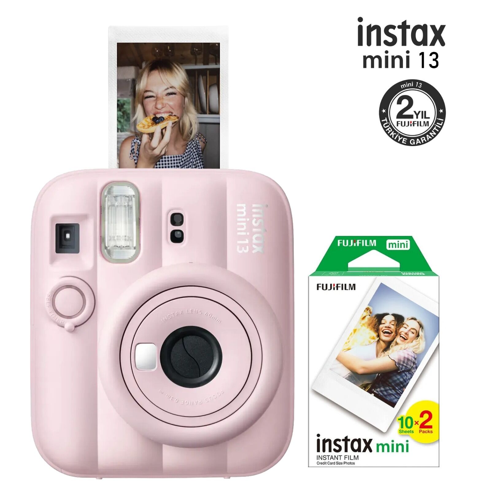 Instax Mini 13 Fotoğraf Makinesi Pembe ve 20'li Film