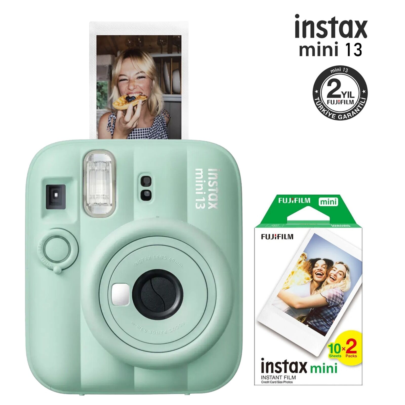 Instax Mini 13 Fotoğraf Makinesi Yeşil ve 20'li Film