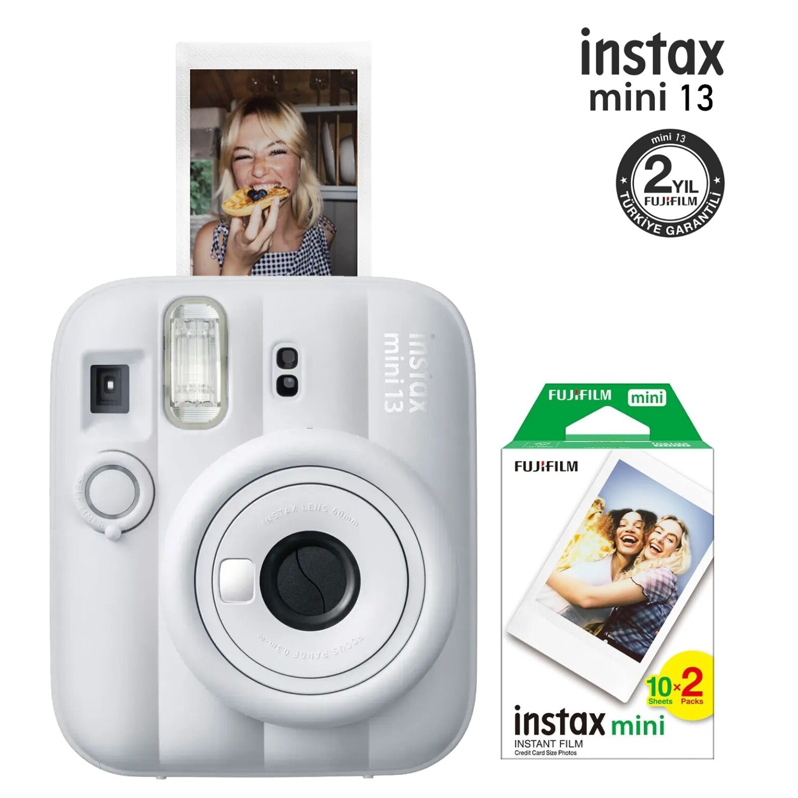 Instax Mini 13 Fotoğraf Makinesi Beyaz ve 20'li Film