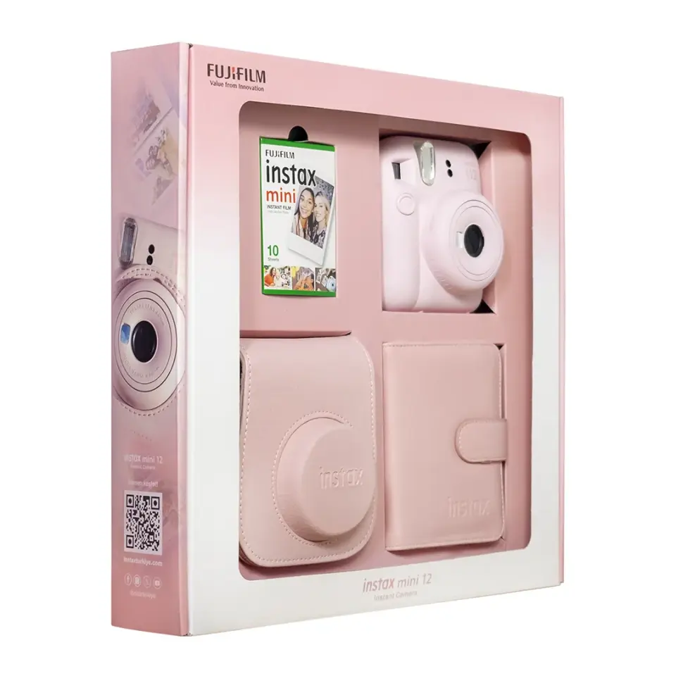 Instax Mini 12 Fotoğraf Makinesi Pembe Bundle Box