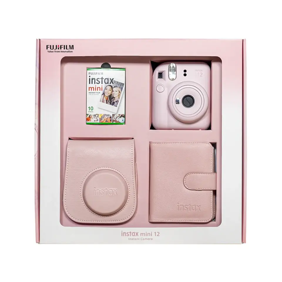 Instax Mini 12 Fotoğraf Makinesi Pembe Bundle Box