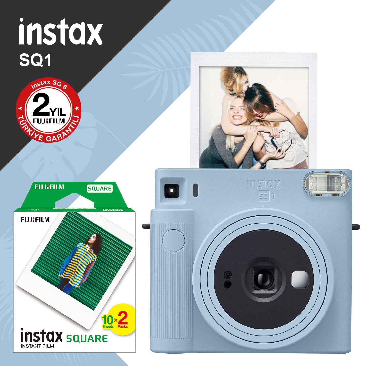 Instax Square SQ1 Fotoğraf Makinesi Mavi ve 20'li Film
