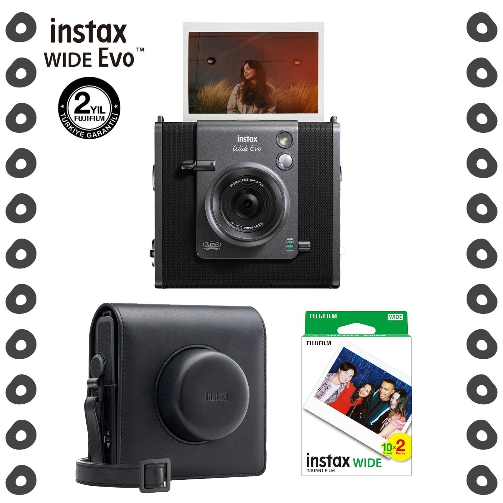 Instax Wide Evo Fotoğraf Makinesi + 20'li Film ve Çanta