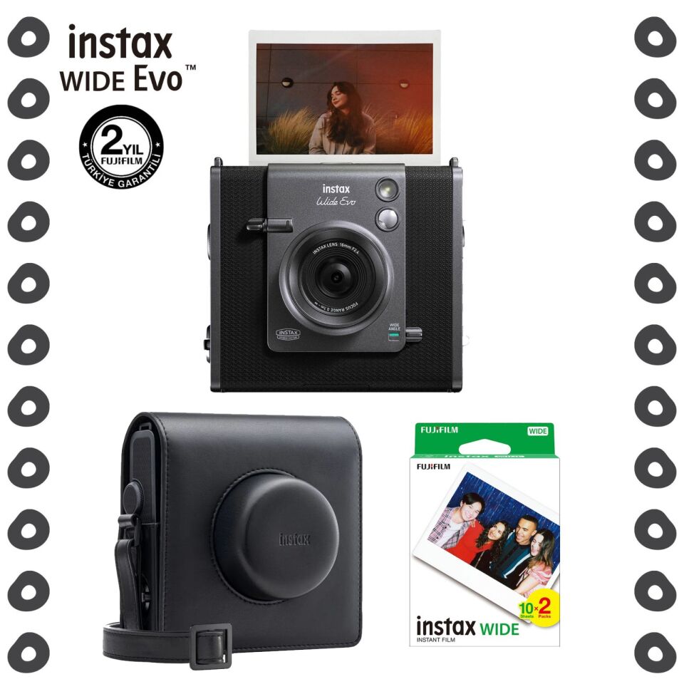 Instax Wide Evo Fotoğraf Makinesi + 20'li Film ve Çanta
