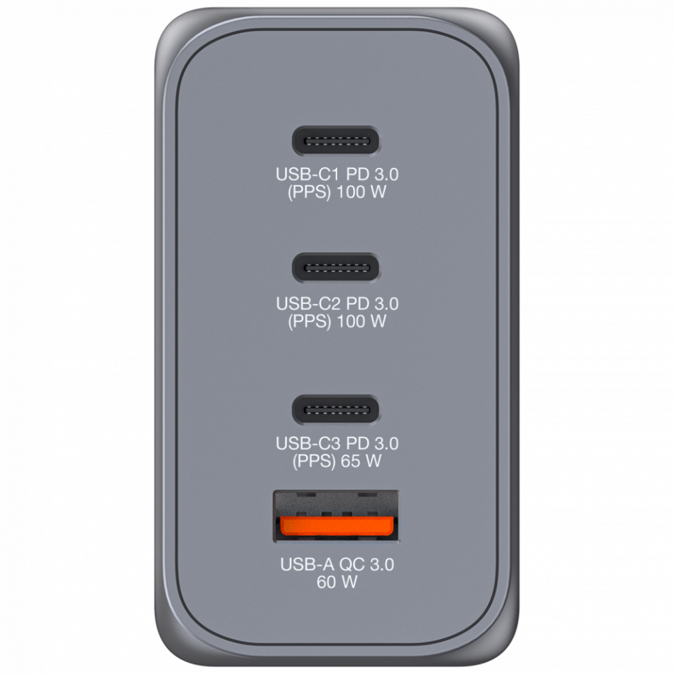 Verbatim 200W GAN Hızlı Şarj 4-Bağlantı Noktalı 2 x USB-C® PD 100W / 1 x USB-C® PD 65W / 1 x USB QC 3.0-(32204)