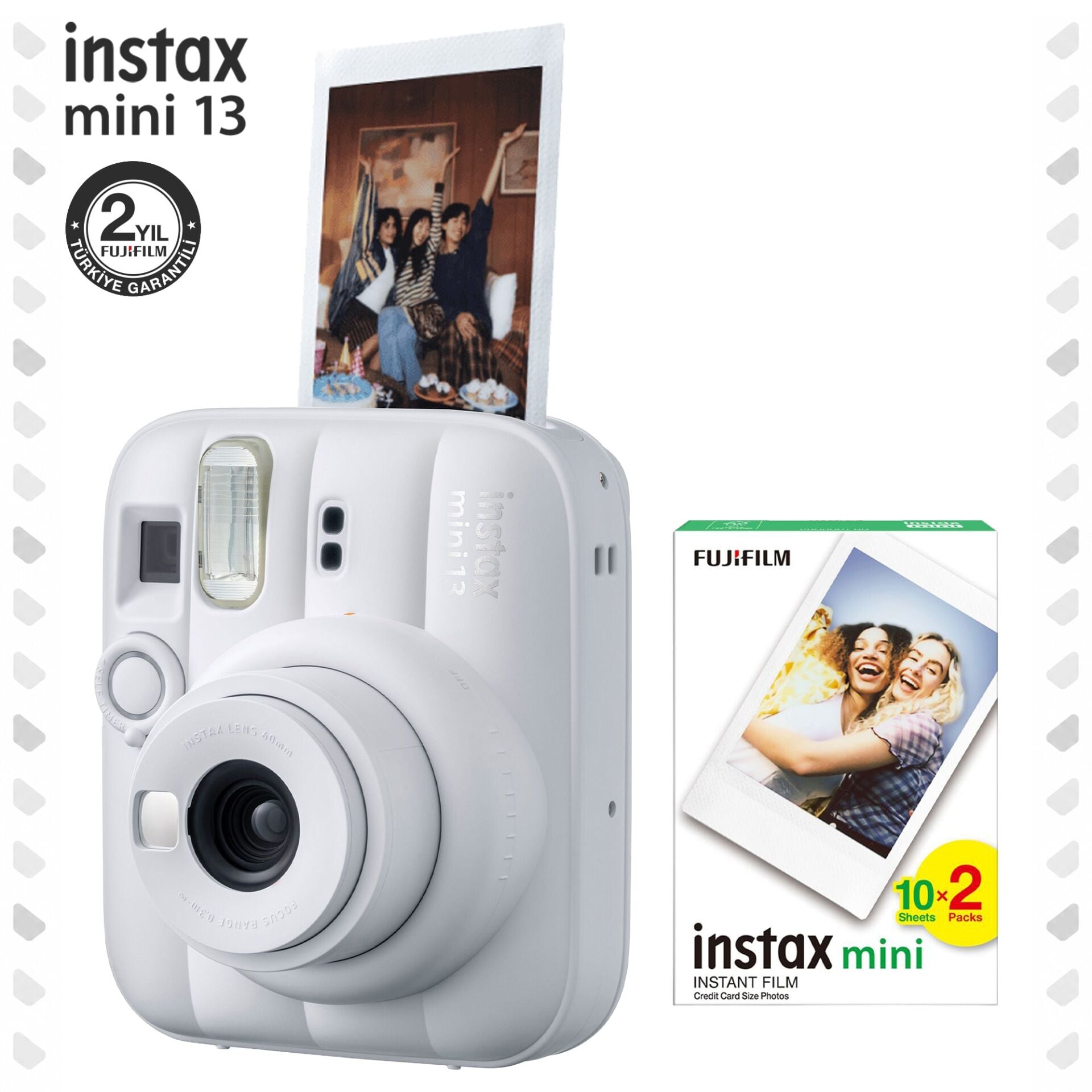 Instax Mini 13 Fotoğraf Makinesi Beyaz ve 20'li Film Set