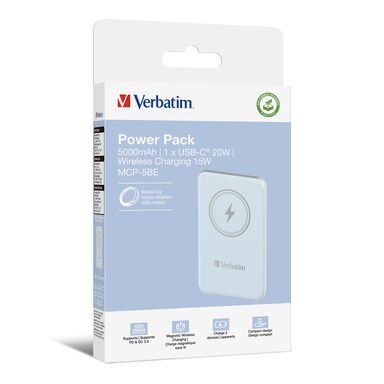 Verbatim 5000 Mah Manyetik Kablosuz (Magsafe) 15W Powerbank  20W PD Mavi Renk Kablo Dahil-(32242)