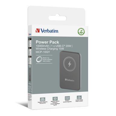 Verbatim 10000 Mah Manyetik Kablosuz (Magsafe) 15W Powerbank 20W PD Gri Renk Kablo Dahil-(32249)