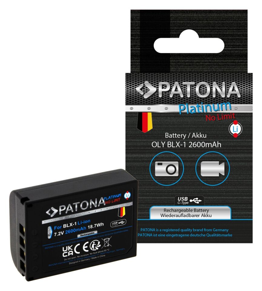 Patona 1372 Platinum Batarya Olympus OM-1 OM1 BLX-1 BLX1