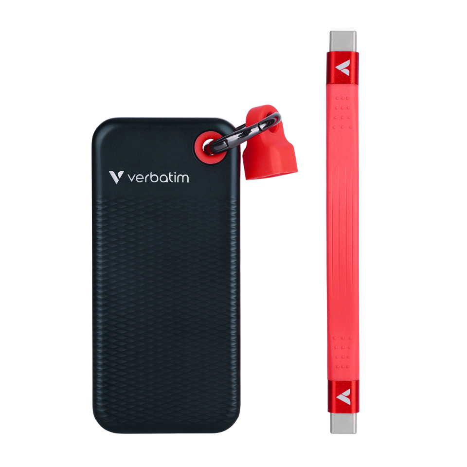 Verbatim 1 TB Pocket Mini Taşınabilir SSD Usb 3.2 - 1000MB/S-1000MB/S Siyah/ Kırmızı Kablo Dahil(32192)