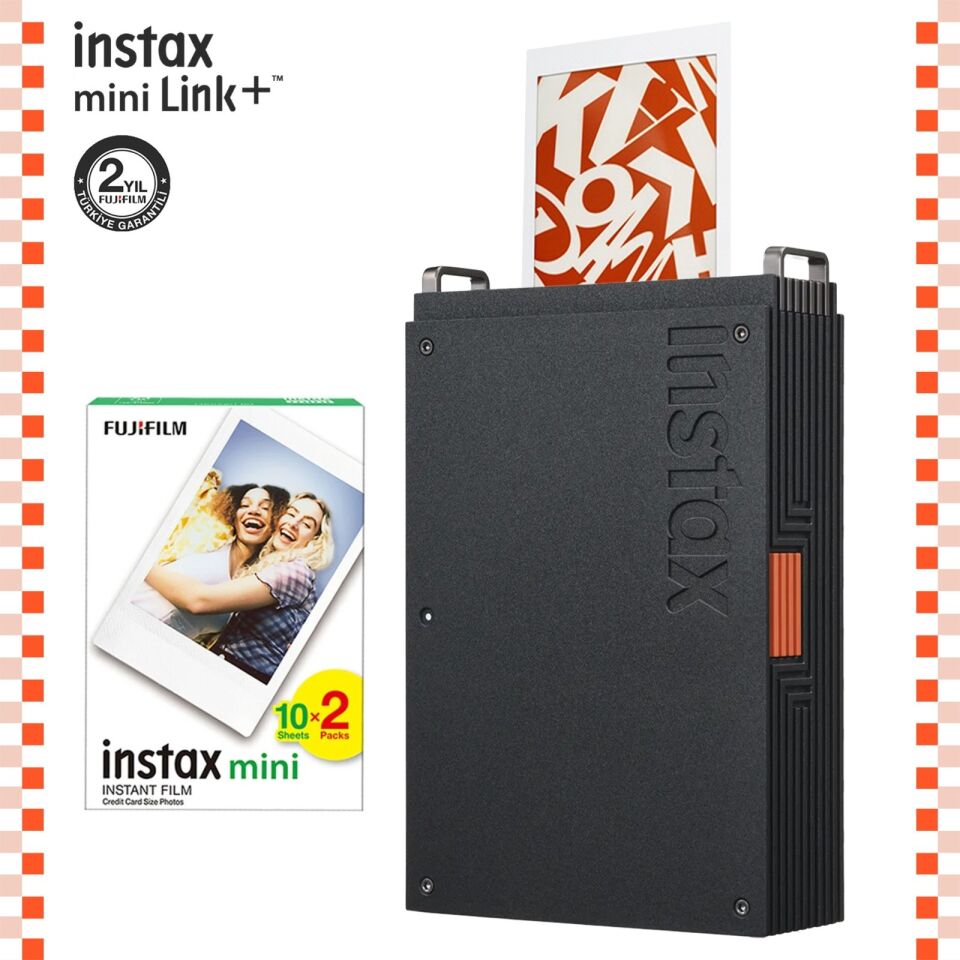 Instax Mini Link Plus Akıllı Telefon Yazıcısı Siyah + 20'li Film