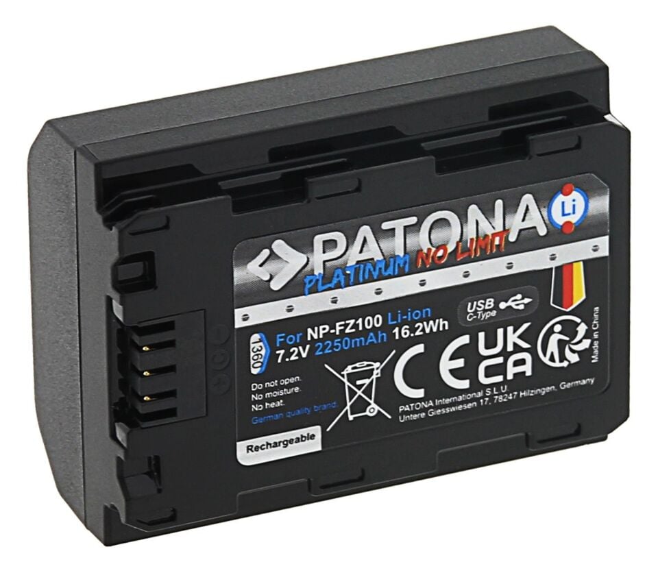Patona 1360 Platinum Batarya Sony NP-FZ100 with USB-C