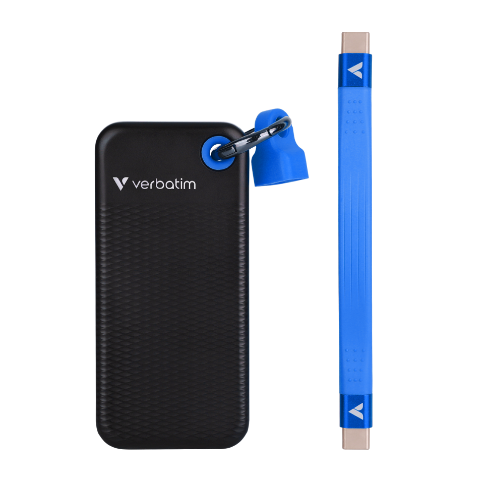 Verbatim 1 TB Pocket Mini Taşınabilir SSD Usb 3.2 - 1000MB/S-1000MB/S Siyah/ Mavi Kablo Dahil-(321901)