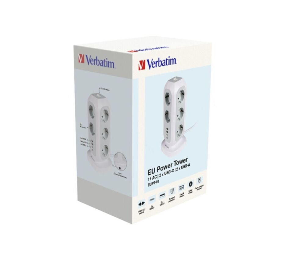 Verbatim Çok Fişli Güç Kulesi 11 x Ac 2 x Usb 2 x Type-C-(49547)